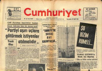 Cumhuriyet Gazetesi 22 Eylül 1966 - Demirel Türkiyede Susuz Köy Kalmıyacak GZ121302 - 1