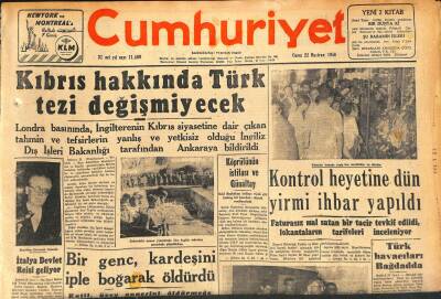 Cumhuriyet Gazetesi 22 Haziran 1956 - Köprülünün İstifası Ve Günaltay - İtalya Devlet Reisi Geliyor GZ119806 - 1