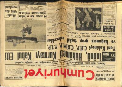 Cumhuriyet Gazetesi 22 Haziran 1962 - İsmet İnönü Hükümeti Kurmayı Kabul Etti..Trabzonda 3 Katlı Otel Çöktü GZ59020 - 1