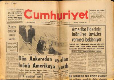 Cumhuriyet Gazetesi 22 Haziran 1964 - İnönü Amerikaya Vardı, Amerika Liderinin İnönüye Tavizler Vermesi Bekleniyor, Şeyh Saidin Sorgusu GZ88073 - 1