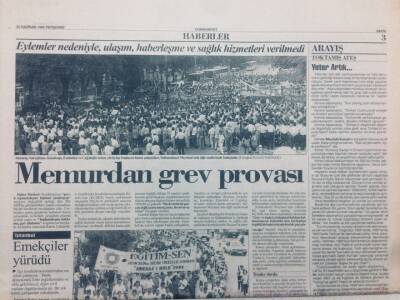 Cumhuriyet Gazetesi 22 Haziran 1995 - Memurdan Grev Provası GZ47533 - 1