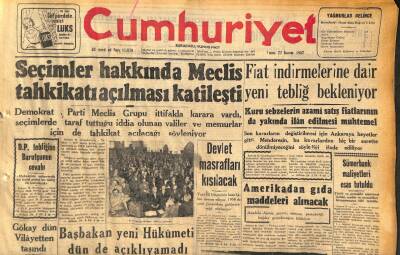 Cumhuriyet Gazetesi 22 Kasım 1957 - Mümtaz Tarhan Parti Hayatından Çekiliyor - Amerikadan Gıda Maddeleri Alınacak GZ119727 - 1
