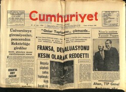 Cumhuriyet Gazetesi 22 Kasım 1968 - Fransa , Devalüasyonu Kesin Olarak Reddetti GZ62408 - 2
