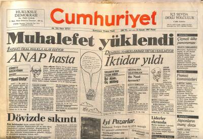 Cumhuriyet Gazetesi 22 Kasım 1987 - Tarihi Eser Kaçakçısı ANAPlıya Soruşturma GZ85027 - 1