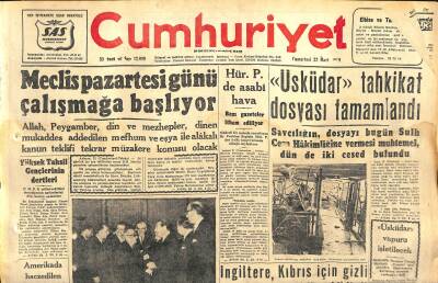Cumhuriyet Gazetesi 22 Mart 1958 - Menderesin Üniversite Profesörleri İle Toplantısı - Ferdi Tayfuru Dün Kaybettik GZ120526 - 1