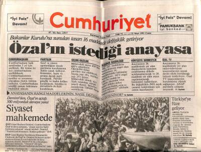 Cumhuriyet Gazetesi 22 Mart 1991 - Doğum Günü Hediyesi GZ55477 - 1
