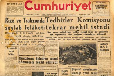 Cumhuriyet Gazetesi 22 Mayıs 1959 - Beyazıt Meydanının Alacağı Yeni Şekil - Rize Ve Trabzonda Seylab Felaketi GZ120075 - 1