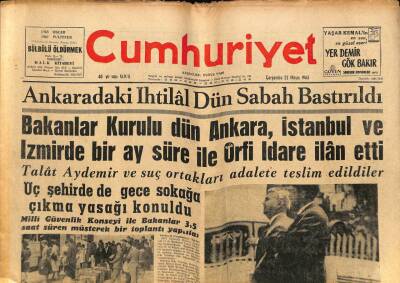 Cumhuriyet Gazetesi 22 Mayıs 1963 - Bakanlar Kurulu Dün Ankara , İstanbul Ve İzmirde Bir Ay Süre İle Örfi İdare İlan Etti GZ81339 - 1