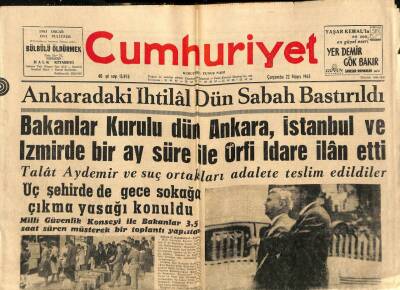 Cumhuriyet Gazetesi 22 Mayıs 1963 - Bakanlar Kurulu Dün Ankara , İstanbul Ve İzmirde Bir Ay Süre İle Örfi İdare İlan Etti GZ92962 - 1