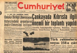 Cumhuriyet Gazetesi 22 Mayıs 1964 - Çankayada Kıbrısla İlgili Önemli Bir Toplantı Yapıldı GZ160409 - Gökçekoleksiyon