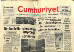 Cumhuriyet Gazetesi 22 Mayıs 1968 - De Gaulleün Referandum İstiyeceği Söyleniyor GZ69572 - 2