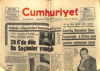 Cumhuriyet Gazetesi - 22 Nisan 1968 - 28 İlde Ön Seçimler Yapıldı GZ99482 - 1