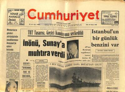Cumhuriyet Gazetesi 22 Nisan 1969 - TRT Tasarısı , Geçici Komisyona Sevkedildi GZ88348 - 1