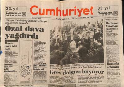 Cumhuriyet Gazetesi 22 Nisan 1988 - 5 Çimento Fabrikasında İşveren Greve Karşı Lokavt İlan Etti GZ85065 - 1