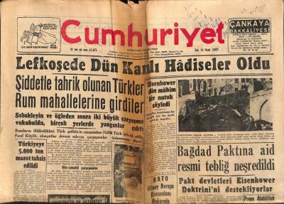 Cumhuriyet Gazetesi 22 Ocak 1957 - Bağdat Paktına Ait Resmi Tebliğ Neşredildi GZ85276 - 1