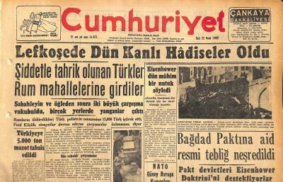 Cumhuriyet Gazetesi 22 Ocak 1957 - Polonyada Komünist Partisi Rey Kaybetti - Lefkoşede Dün Kanlı Hadiseler Oldu GZ120269 - 1