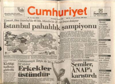 Cumhuriyet Gazetesi 22 Ocak 1989 - Galatasaraylı Tanju Çolak İle Söyleşi GZ61213 - 1