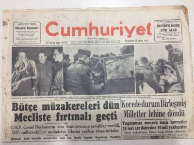 Cumhuriyet Gazetesi 22 Şubat 1951 - Bütçe Müzakereleri Mecliste Fırtınalı Geçti GZ52572 - 1