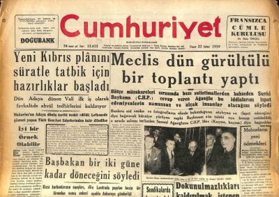 Cumhuriyet Gazetesi 22 Şubat 1959 - Yeni Kıbrıs Planını Süratle Tatbik İçin Hazırlıklar Başladı GZ86075 - 1