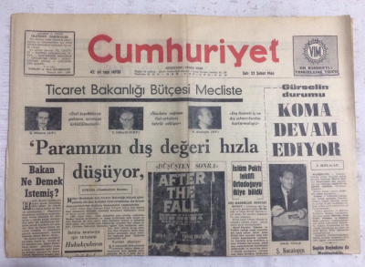Cumhuriyet Gazetesi 22 Şubat 1966 - Ticaret Bakanlığı Bütçesi Mecliste Paramızın Dış Değeri Hızla Düşüyor - GZ19256 - 1