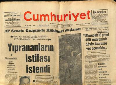 Cumhuriyet Gazetesi 22 Şubat 1969 - Eyüp Han Gelecek Yıl Başkanlıktan Çekileceğini Açıkladı GZ69568 - 2