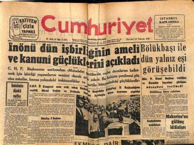 Cumhuriyet Gazetesi 22 Temmuz 1957 - Bölükbaşı İle Dün Yalnız Eşi Görüşebildi GZ87192 - 1