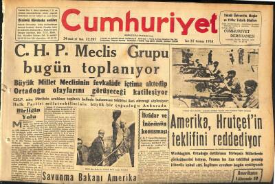Cumhuriyet Gazetesi 22 Temmuz 1958 - Benzin Kuyruğu - Amerika , Hrutçefin Teklifini Reddediyor GZ120155 - 1