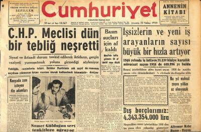 Cumhuriyet Gazetesi 22 Temmuz 1959 - Samet Güldoğan Sert Tenkitlere Uğruyor - Irakta İhtilâl Şenlikleri GZ120114 - 1