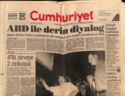 Cumhuriyet Gazetesi 22 Temmuz 1991 - Başkan Bushun Türkiye Ziyaretinde İki Ülke Arasındaki Tüm Konular Ayrıntılarıyla Ele Alındı GZ72240 - 2