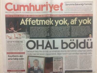 Cumhuriyet Gazetesi 22 Temmuz 2016 - Tahir Elçinin Eşi,Kimseye İşkence Yapmayın GZ29180 - 1
