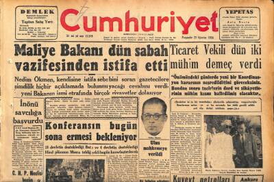 Cumhuriyet Gazetesi 23 Ağustos 1956 - Savcı Zeki Mürenin 6 Ay Hapsini İstedi - Galatasaray Dün Bükreşe Gitti GZ119852 - 1
