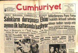 Cumhuriyet Gazetesi 23 Ağustos 1960 - Sabıkların Duruşması Ekim Ayında Başlıyor GZ103086 - 1
