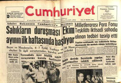 Cumhuriyet Gazetesi 23 Ağustos 1960 - Sabıkların Duruşması Ekim Ayında Başlıyor GZ103086 - 2