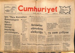 Cumhuriyet Gazetesi 23 Ağustos 1977 - Arızılar Sürerken Elektriğe %75 Zam Geliyor GZ103257 - 1