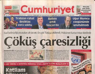 Cumhuriyet Gazetesi 23 Ağustos 2013 - Askerden Sessiz Devir Teslim - Yargıtay Biber Gazını Silah Saydı GZ95261 - 1