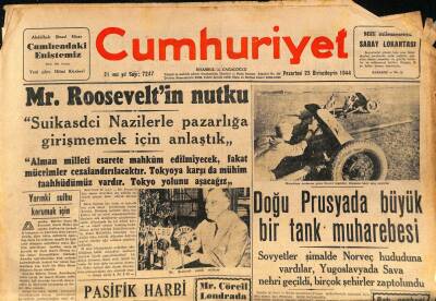 Cumhuriyet Gazetesi 23 Ekim 1944 - Doğu Prusyada Büyük Bir Tank Muharebesi GZ70179 - 2