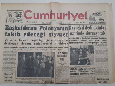 Cumhuriyet Gazetesi 23 Ekim 1956 - Adnan Menderes Dedikodular Üzerinde Durmayacak GZ71940 - 1