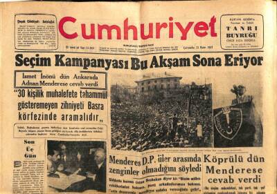 Cumhuriyet Gazetesi 23 Ekim 1957 - İnönü En Sert Nutkunu Balıkesirde Söyledi GZ85394 - 1