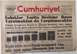 Cumhuriyet Gazetesi 23 Ekim 1960 - Bugün Bütün Yurtta Nüfus Sayımı Yapılıyor, Besleme Basın Davası GZ13960 - 2