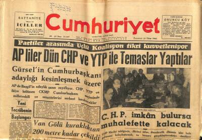 Cumhuriyet Gazetesi 23 Ekim 1961 - APliler Dün CHP Ve YTP İle Temaslar Yaptılar GZ75939 - 1