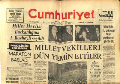 Cumhuriyet Gazetesi 23 Ekim 1965 - Millet Meclisi Başkanlığına F. Bozbeyli Seçildi GZ80261 - 1