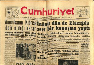 Cumhuriyet Gazetesi 23 Eylül 1957 - Amerikanın Kıbrısa Dair Aldığı Karar GZ59310 - 1