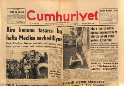 Cumhuriyet Gazetesi 23 Eylül 1963 - Kira Kanunu Tasarısı Bu Hafta Meclise Sevkediliyor GZ85367 - 1