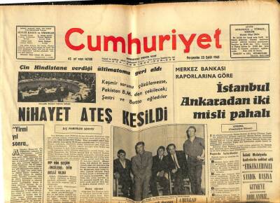 Cumhuriyet Gazetesi 23 Eylül 1965 - Çin Hindistana Verdiği Ültimatomu Geri Aldı GZ85418 - 1