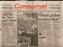 Cumhuriyet Gazetesi 23 Eylül 1988 - Erdal İnönüÖzal Gider Seçim Olur GZ61310 - 1
