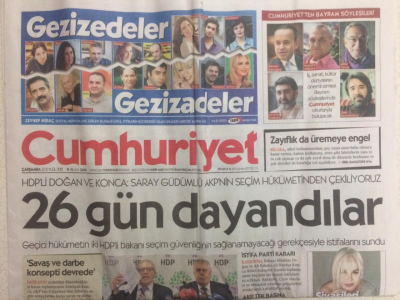 Cumhuriyet Gazetesi 23 Eylül 2015 - Hdp 26 Gün Dayandı,Seçim Hükümetinden Çekiliyoruz GZ27736 - 1