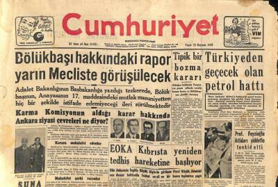 Cumhuriyet Gazetesi - 23 Haziran 1957 - Türkiyeden Geçecek Petrol Hattı GZ110240 - 1