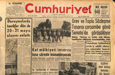Cumhuriyet Gazetesi 23 Haziran 1963 - Grev Ve Toplu Sözleşme Tasarısı Çarşamba Günü Senatoda Görüşülüyor GZ120669 - 1