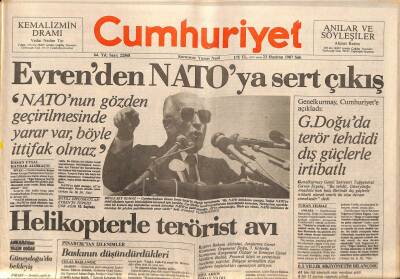 Cumhuriyet Gazetesi 23 Haziran 1987 - G. Doğuda Terör Tehdidi Dış Güçlerle İrtibatlı GZ87406 - 1