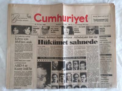 Cumhuriyet Gazetesi 23 Haziran 1991 - Yılmaz Kabineyi Bugün Açıklıyor . Akbulutçular Liste Dışı GZ73198 - 1